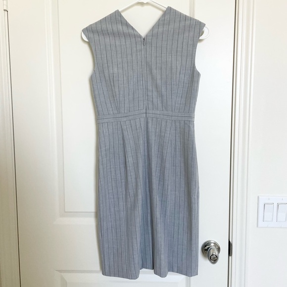 Ann Taylor pinstripe stripe bi-stretch sheath midi office dress 00P - Picture 4 of 6